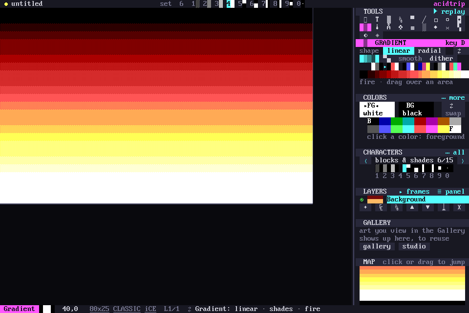 A gradient dragged across the canvas