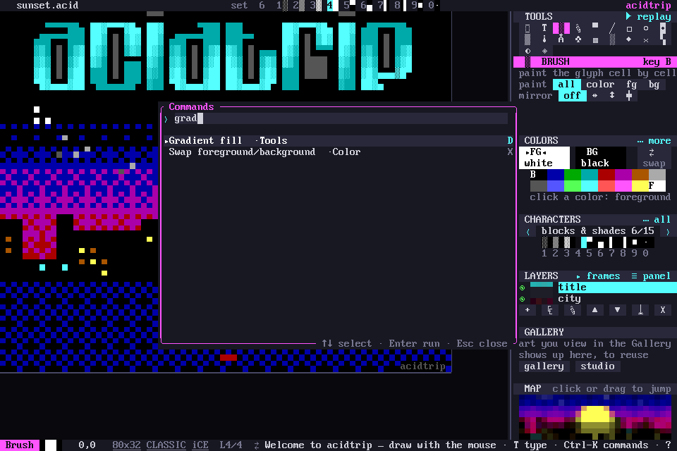 The command palette. Every command, fuzzy.