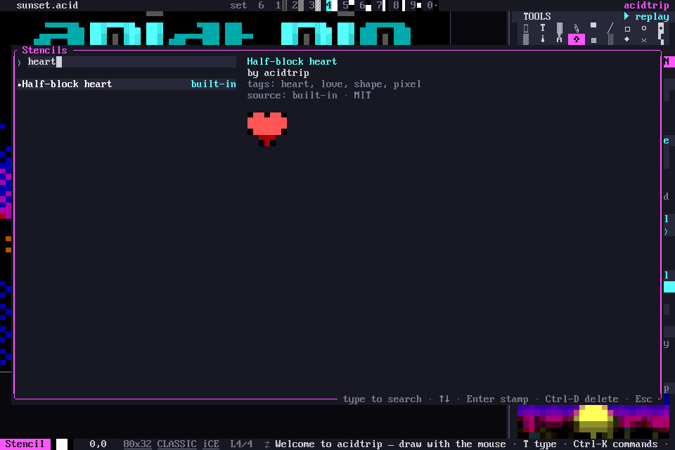 The stencil dialog